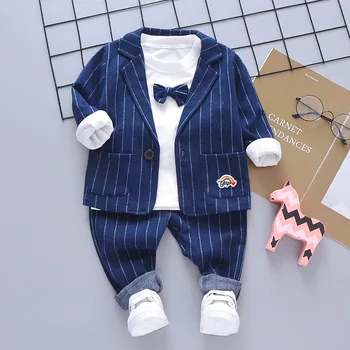 3 adet Beyefendi Giyim Seti Erkek Bebek Resmi Parti Bodysuit Kıyafet Hediye uzun Kollu Sonbahar bahar seti Yenidoğan Giyim Takım Elbise