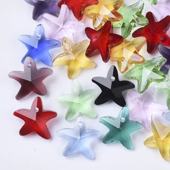 10 adet Şeffaf Cam Denizyıldızı Takılar Mix Renk takı yapımı için diy bilezik Küpe Aksesuarları,14x15x6mm, delik: 1.2 mm