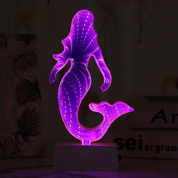 LED tünel ışığı 3D Ayna Etkisi Sarkaç masa lambası Ananas Bulutlar Noel Günü Fener Flamingo Modelleme Gece Lambası
