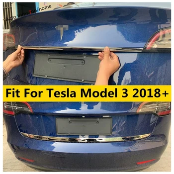 Arka Kuyruk Bagaj Bagaj Kapağı Şerit Dekorasyon Kapak Kiti Trim Tesla Modeli 3 2018 - 2021 Paslanmaz Çelik Dış Aksesuarlar