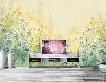 Modern minimalist el-boyalı çiçek boyama papel de parede, restoran oturma odası TV kanepe duvar yatak odası 3d duvar kağıdı duvar resimleri.