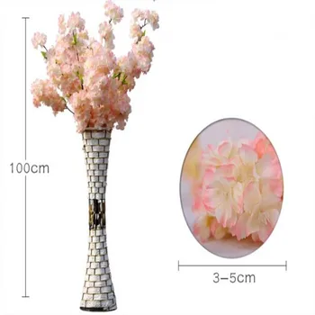 100 CM Uzun Yapay Buket Simülasyon Kiraz Çiçeği Çiçek 4 Çatal Kiraz Şube Düğün Parti Dekorasyon Malzemeleri İçin