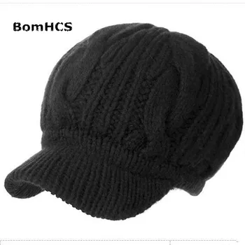 BomHCS Moda kadın Tüm Maç Bere Kış Kalın Sıcak 100 % El Yapımı Örme Şapka Kapaklar