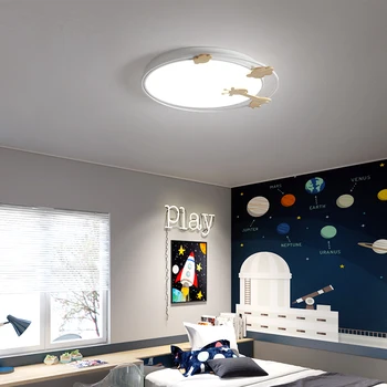 LED tavan ışıkları Oturma odası Yatak odası Restoran Çalışma çocuk Karikatür Oyuncak Odası Ahşap Kısılabilir Monte 110V 220V